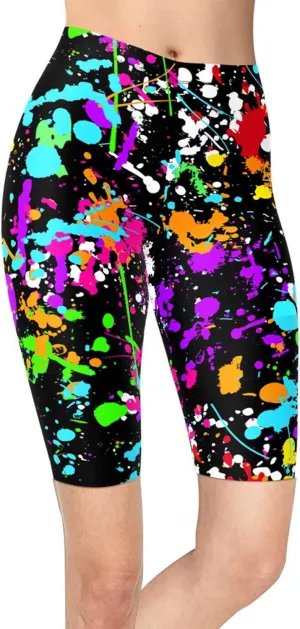 sissycos Women's Artistic Splash Printed Biker Shorts Buttery Soft Workout Leggings