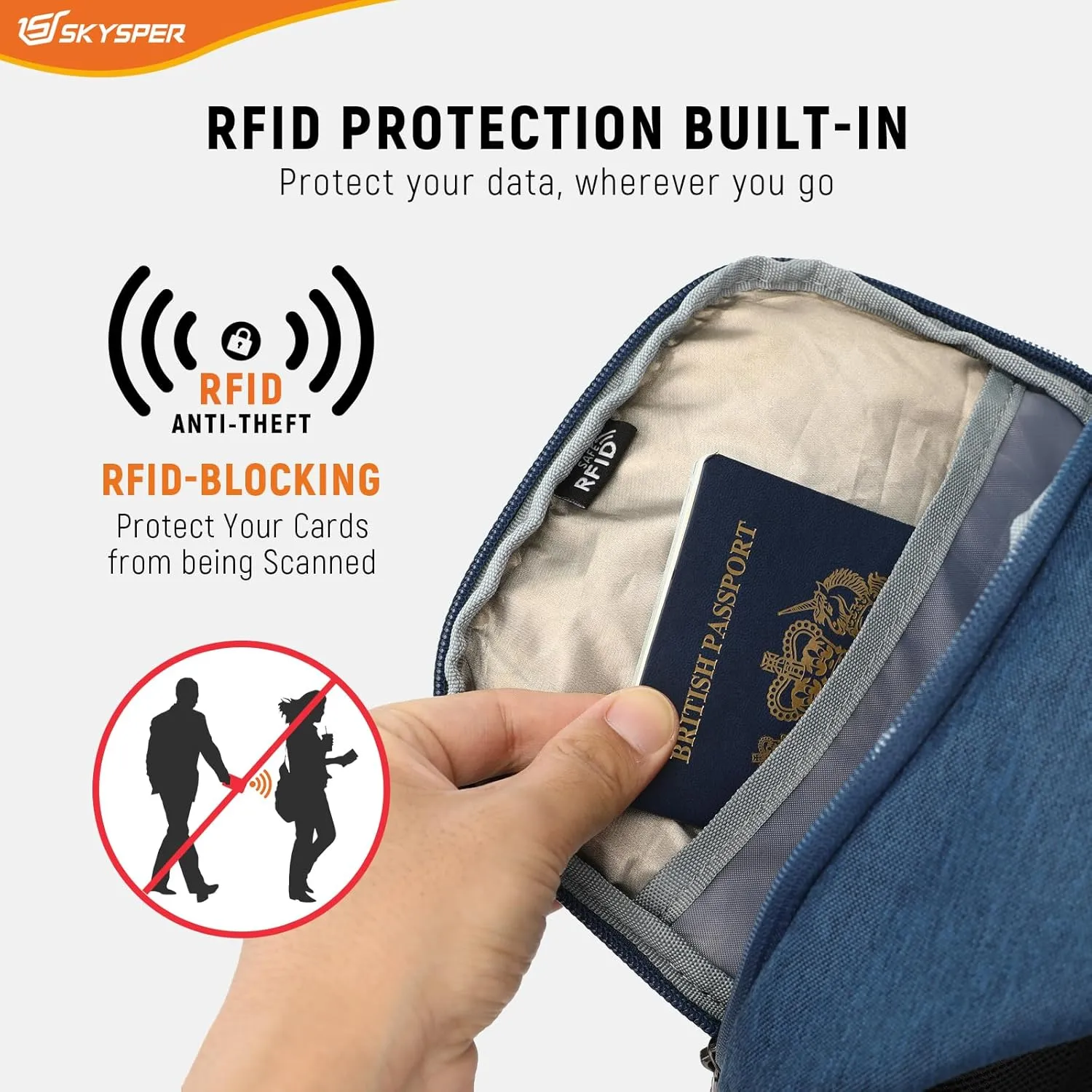 SKYSPER Sling Bag Anti Theft Crossbody Backpack RFID Lightweight Travel Shoulder Chest Bag for Hiking Walking