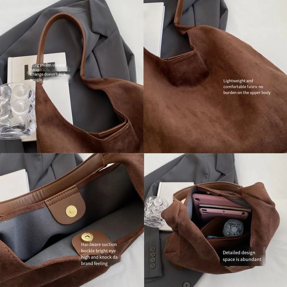 Slouchy Hobo Bags Women Suede Crescent Satchels Shoulder Bag Crossbody Purse,Brown Suede Bag,Slouchy Suede Tote Bag