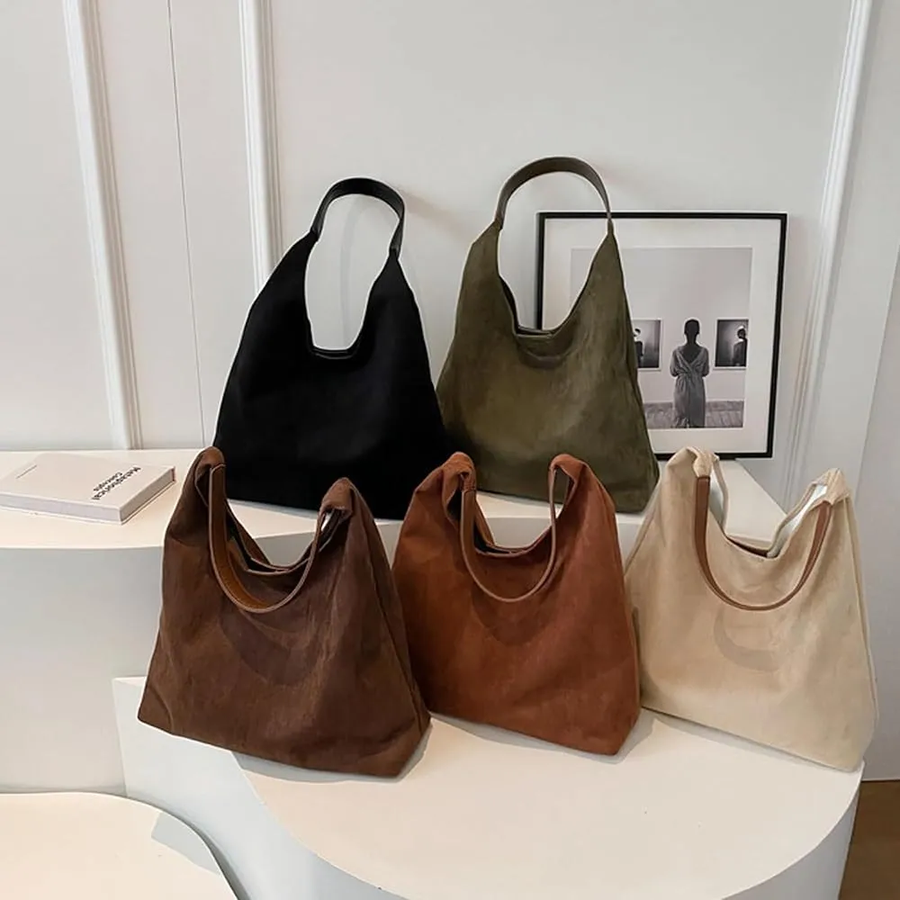 Slouchy Hobo Bags Women Suede Crescent Satchels Shoulder Bag Crossbody Purse,Brown Suede Bag,Slouchy Suede Tote Bag
