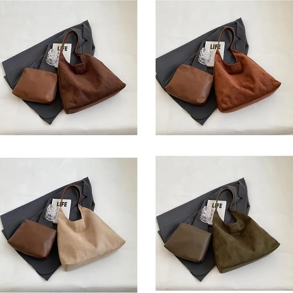Slouchy Hobo Bags Women Suede Crescent Satchels Shoulder Bag Crossbody Purse,Brown Suede Bag,Slouchy Suede Tote Bag