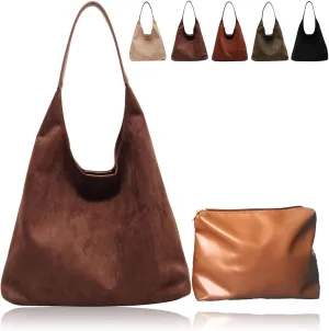 Slouchy Hobo Bags Women Suede Crescent Satchels Shoulder Bag Crossbody Purse,Brown Suede Bag,Slouchy Suede Tote Bag