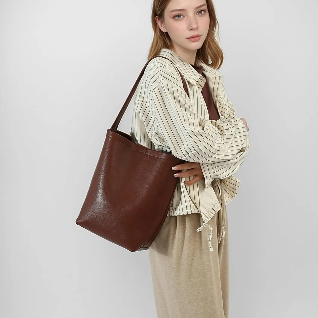 Slouchy PU Leather Bucket Hobo Bags Women Trendy Crescent Crossbody Purse Top-handle Satchels Shoulder Bag Tote Handbag