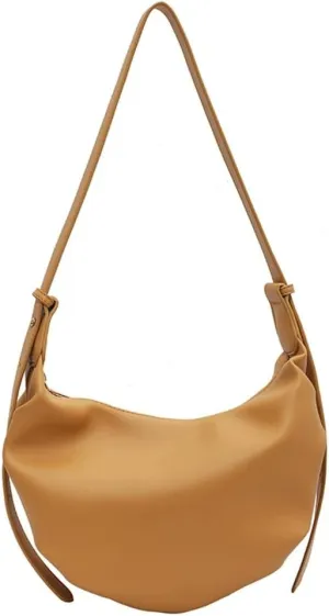 Slouchy PU Leather Crescent Hobo Bags Women Underarm Crossbody Purse Trendy Satchels Shoulder Bag Top-handle Tote Handbag