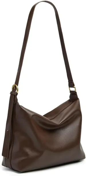 Slouchy PU Leather Crescent Shoulder Hobo Bags Women Trendy Crossbody Purse Travel Satchels Dumpling Bag Mini Tote Handbag