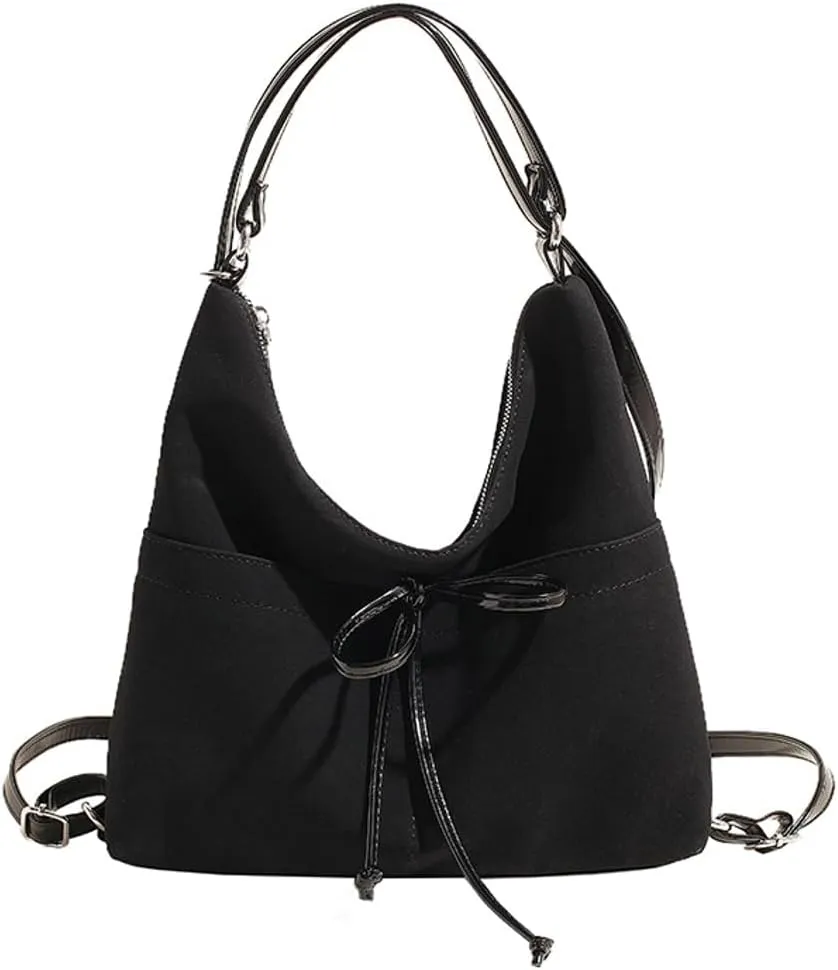 Slouchy Suede Backpack Hobo Bags Women Trendy Crescent Satchels Shoulder Bag Crossbody Purse College Travel Tote Handbag