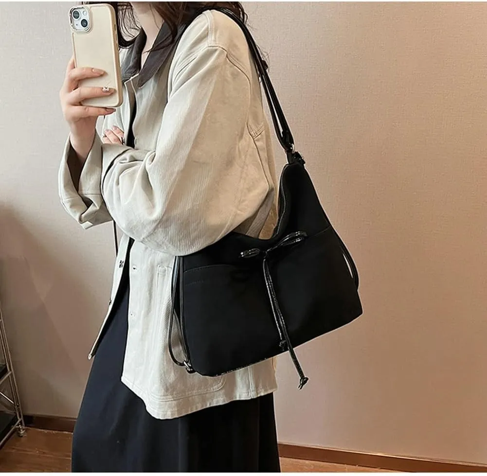 Slouchy Suede Backpack Hobo Bags Women Trendy Crescent Satchels Shoulder Bag Crossbody Purse College Travel Tote Handbag