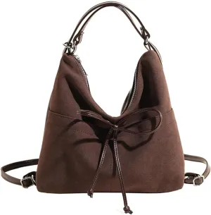 Slouchy Suede Backpack Hobo Bags Women Trendy Crescent Satchels Shoulder Bag Crossbody Purse College Travel Tote Handbag