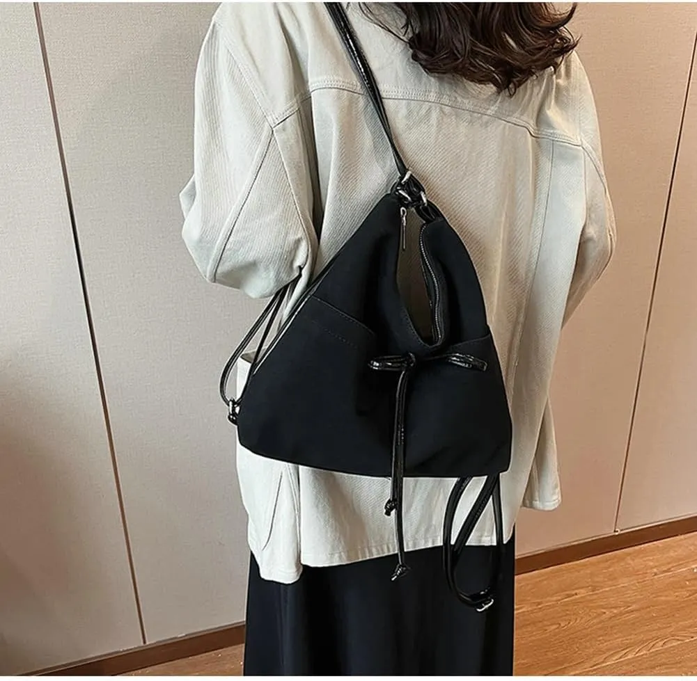 Slouchy Suede Backpack Hobo Bags Women Trendy Crescent Satchels Shoulder Bag Crossbody Purse College Travel Tote Handbag