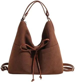 Slouchy Suede Backpack Hobo Bags Women Trendy Crescent Satchels Shoulder Bag Crossbody Purse College Travel Tote Handbag