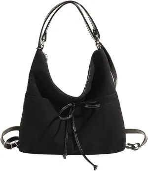 Slouchy Suede Backpack Hobo Bags Women Trendy Crescent Satchels Shoulder Bag Crossbody Purse College Travel Tote Handbag