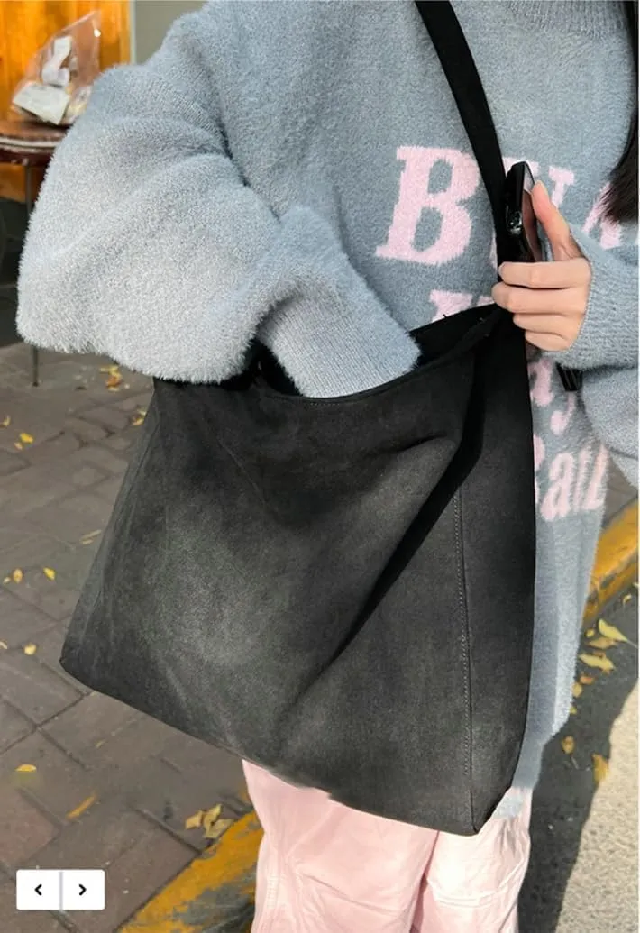 Slouchy Suede Hobo Bags Women Crescent Satchels Shoulder Bag Crossbody Purse Corduroy Top-handle College Tote Handbag