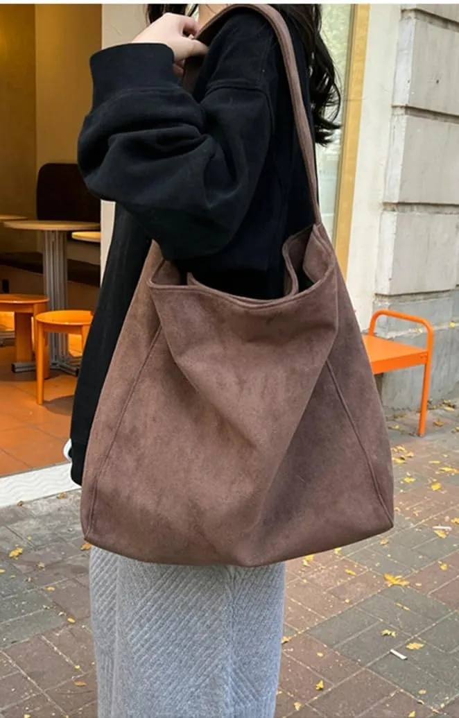 Slouchy Suede Hobo Bags Women Crescent Satchels Shoulder Bag Crossbody Purse Corduroy Top-handle College Tote Handbag