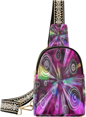 Small Sling Bag Waist Packs Leather Crossbody Packs Chest Bag Artistic Flower for Women Travel Belt Purse