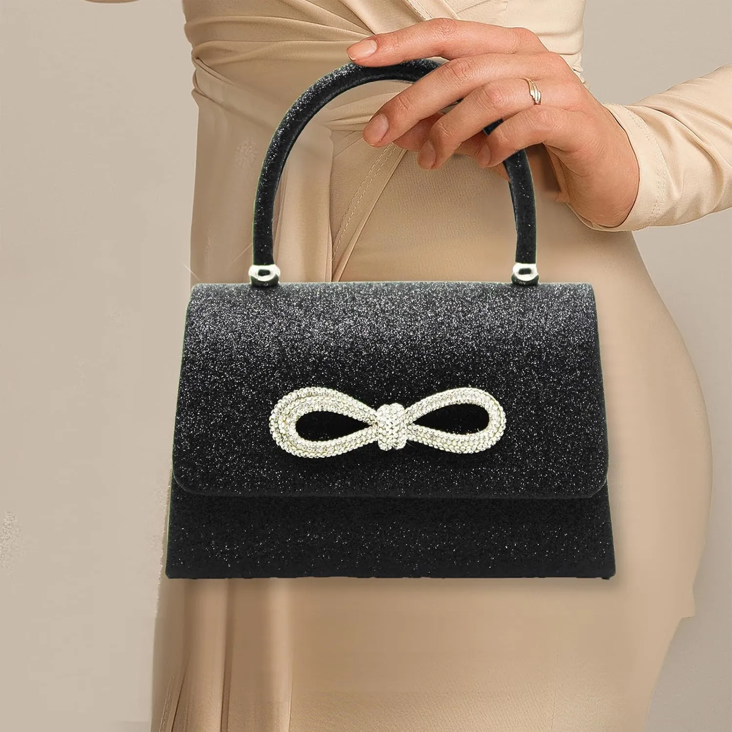 Sparkly Bow Clutch Purses for Women Rhinestone Evening Clutch Bags Dressy Handbags Purse for Wedding Party Prom