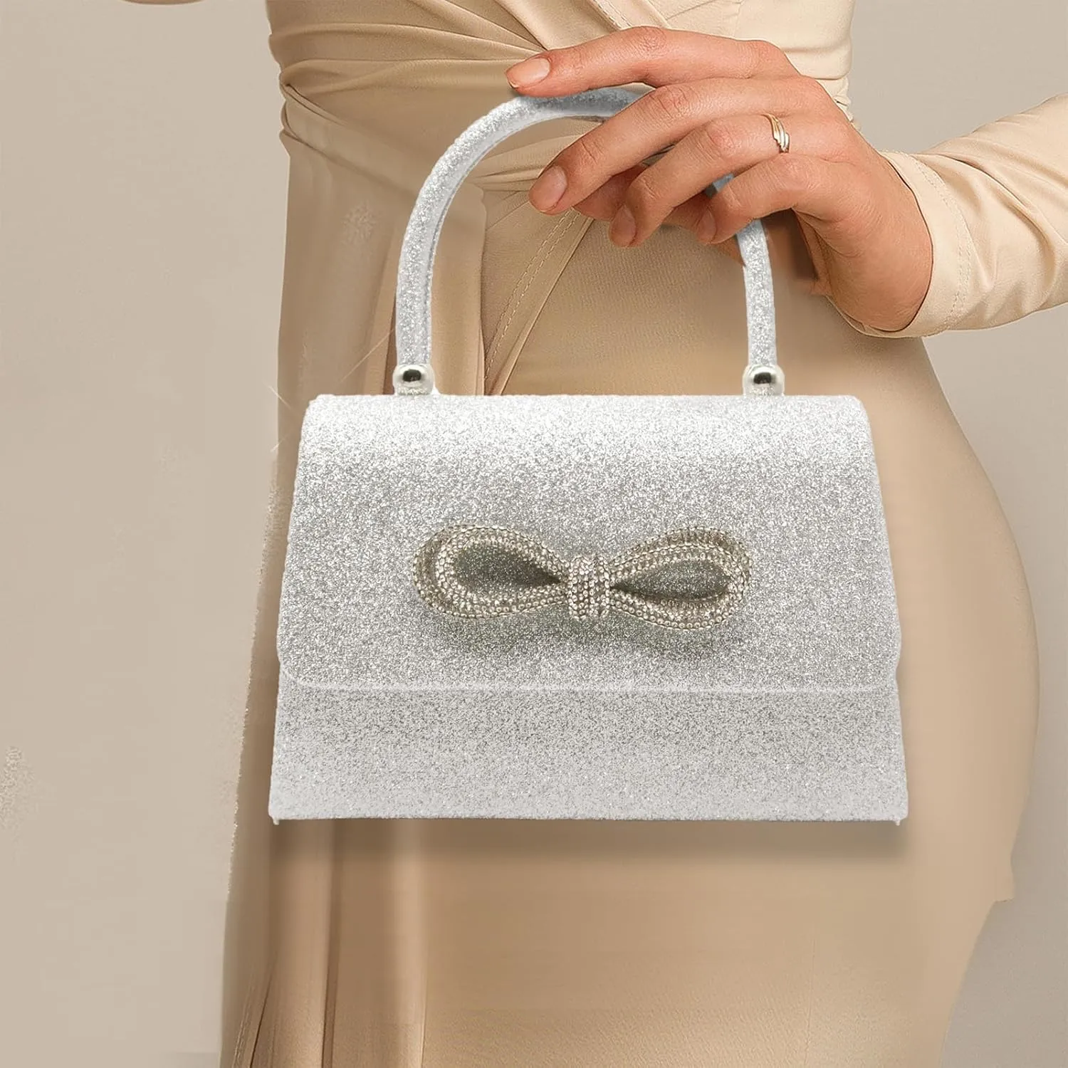 Sparkly Bow Clutch Purses for Women Rhinestone Evening Clutch Bags Dressy Handbags Purse for Wedding Party Prom