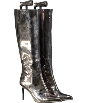STEVE MADDEN Grey Lovable Patent Heeled Boots UK 6 EU 39 