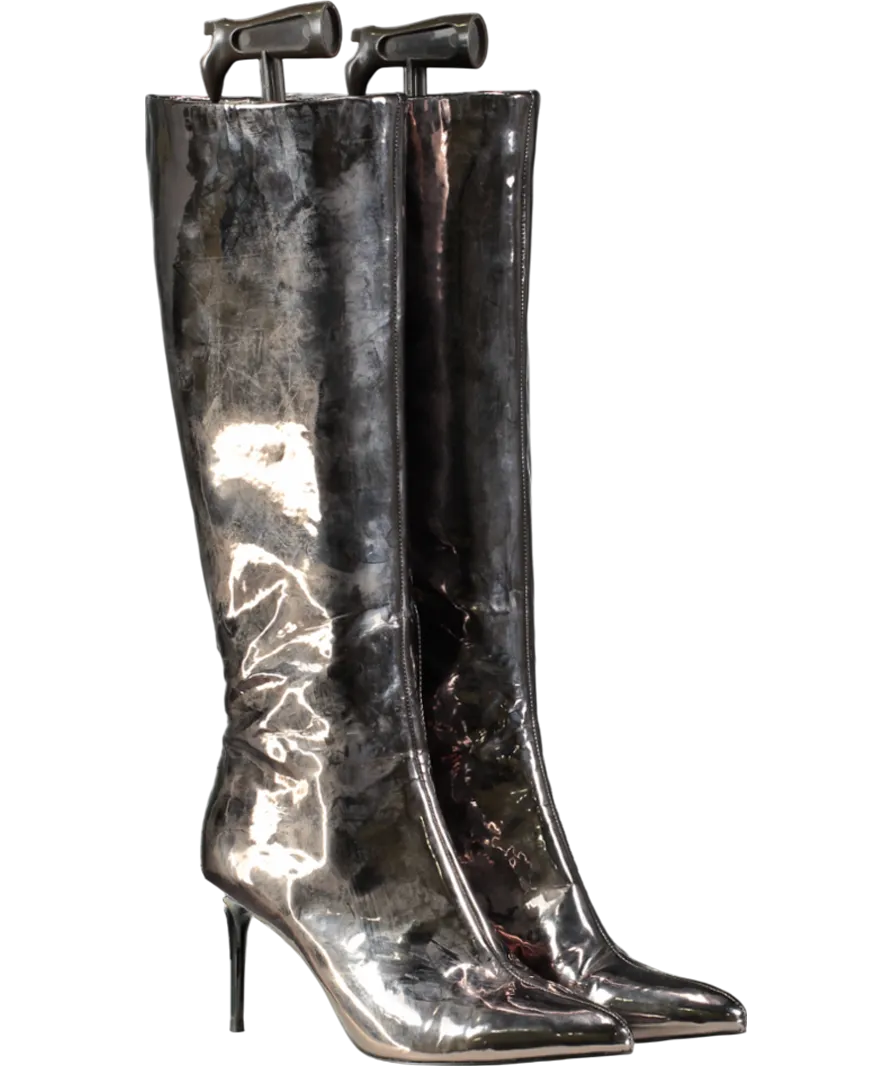 STEVE MADDEN Grey Lovable Patent Heeled Boots UK 6 EU 39 