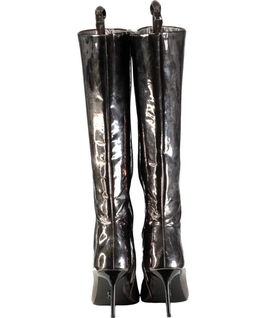 STEVE MADDEN Grey Lovable Patent Heeled Boots UK 6 EU 39 