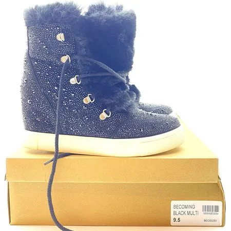 Steve Madden Womens Becoming Black Ankle Boots Shoes Size 9.5