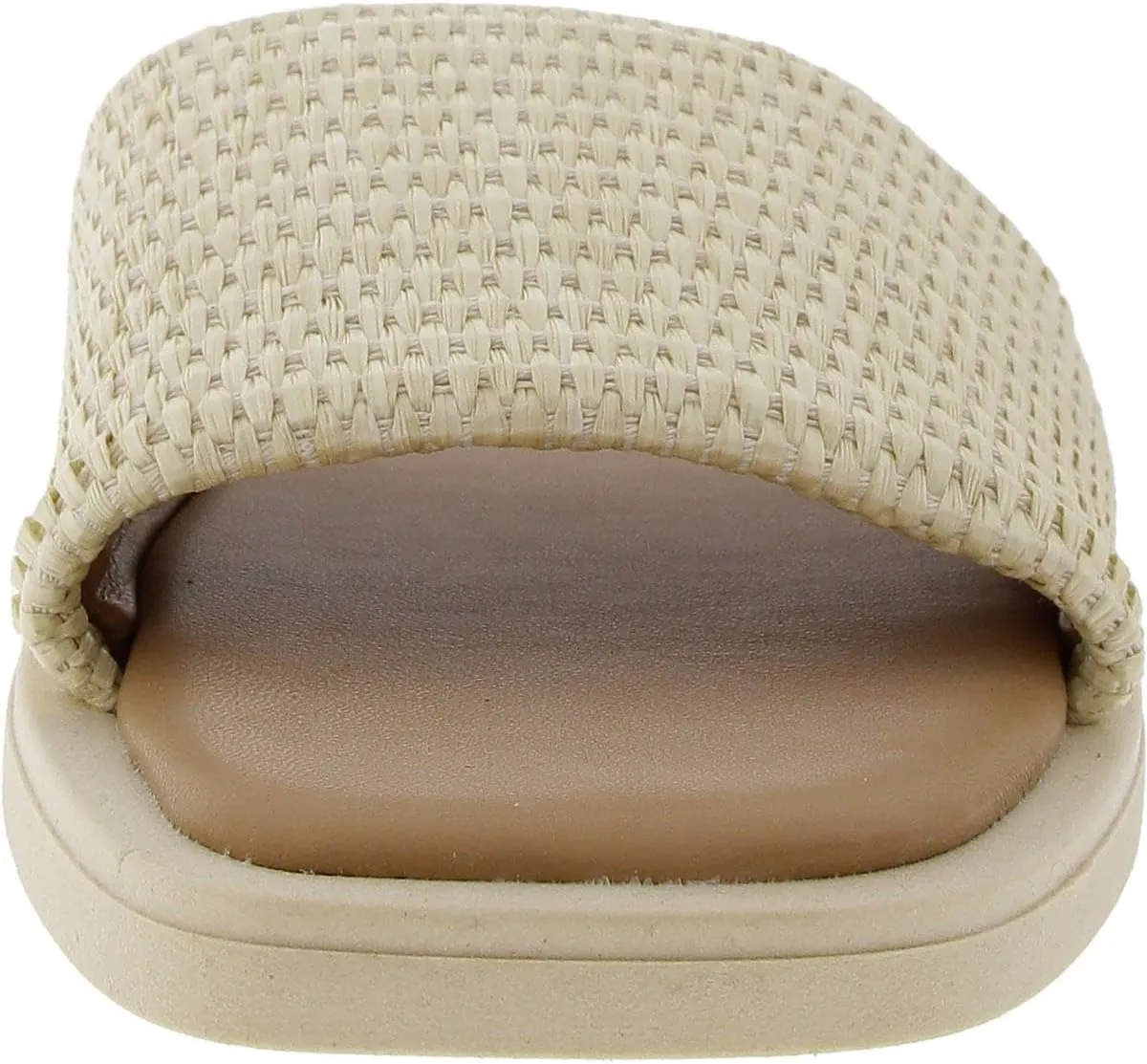 Steve Madden Womens Leigh Faux Leather Woven Slide Sandals