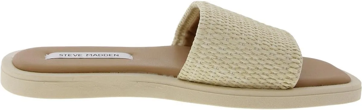 Steve Madden Womens Leigh Faux Leather Woven Slide Sandals