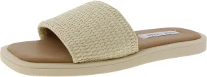 Steve Madden Womens Leigh Faux Leather Woven Slide Sandals