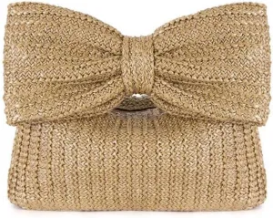 Straw Clutch with Bow for Women Formal Evening Clutch Summer Beach Bags Envelope Clutch for Wedding Party