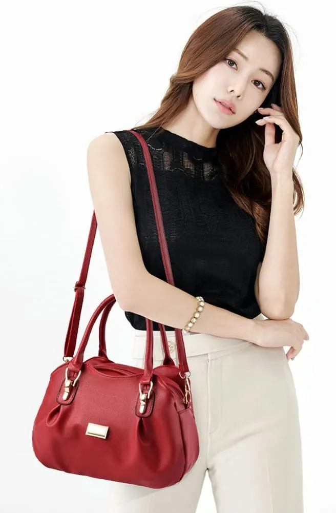 Stylish Womens Handbags Small Vegan Leather Tote Bags Crossbody Shoulder Purse Top Handle Satchels with Multi Pockets