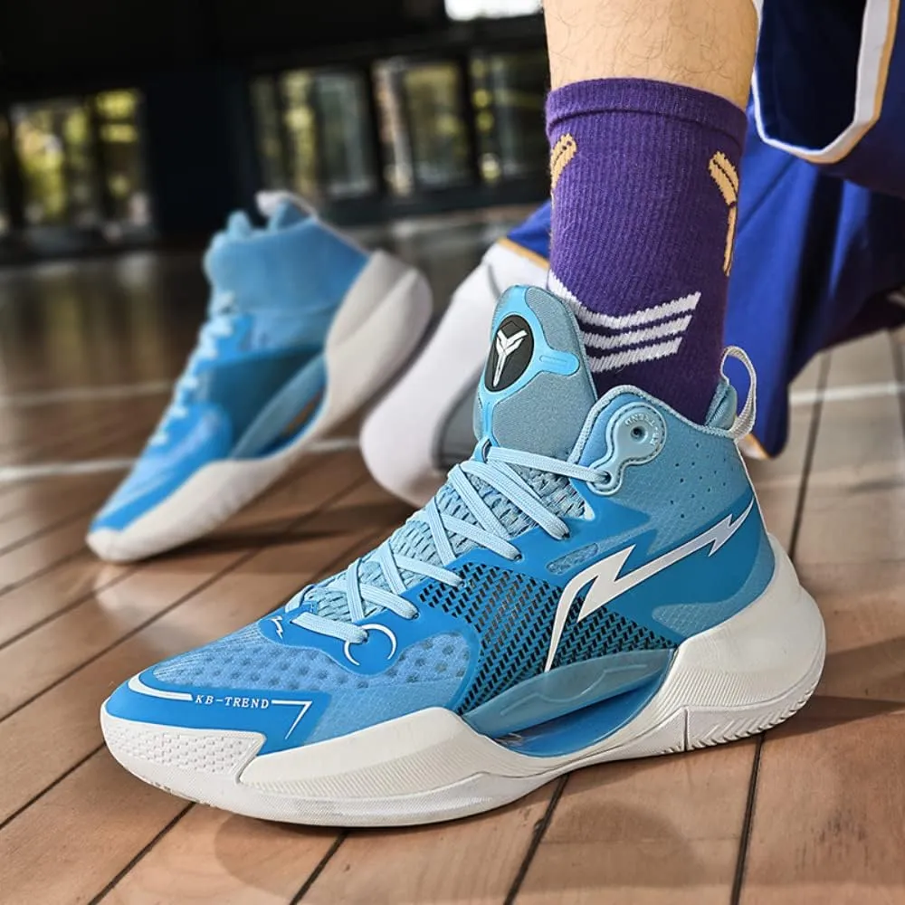 SUKKCCNO Men's Shock Absorption, Wear-Resistant and Luminous Basketball Shoes, Teenagers' Breathable Sneakers, Breathable and Comfortable
