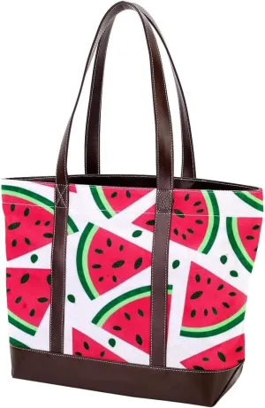 Summer Fruit-1126 Tote Bags Durable Leather Canvas Purses and Handbags for Women Top Handle Shoulder Satchel Hobo Bags