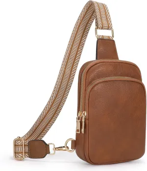 SUOSDEY Small Sling Bag for Women, Leather Fanny Pack with Adjustable Strap, Chest Bag Crossbody Bag for Traveling