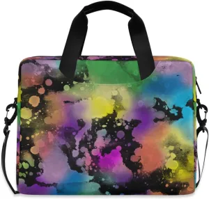 susiyo Colorful Neon Rainbow Splash Laptop Bag Briefcases Messenger Shoulder Bags for 15.6 inch Laptop or Tablet