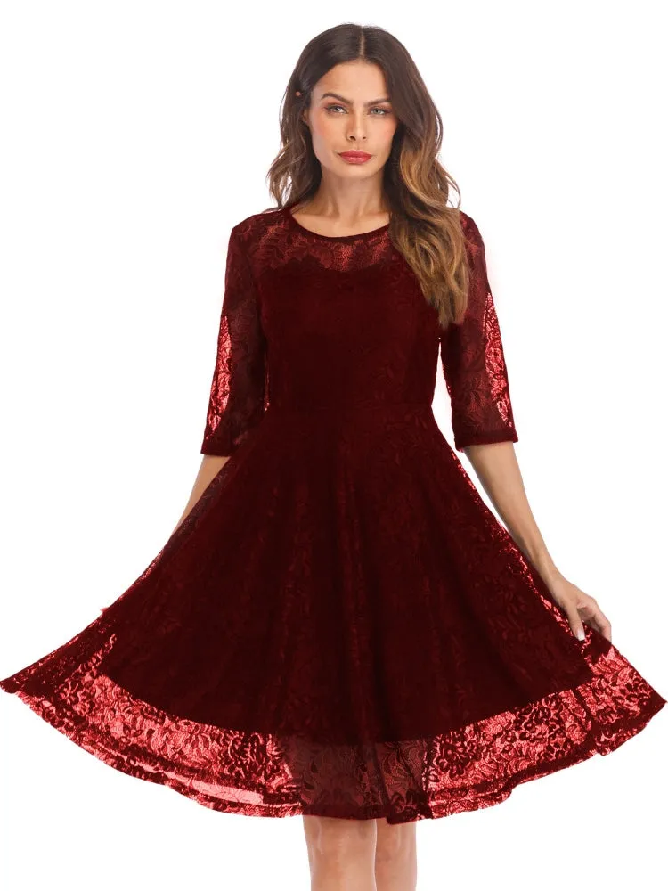 TastyHottie - Black Scallop Trim Lace Overlay Dress