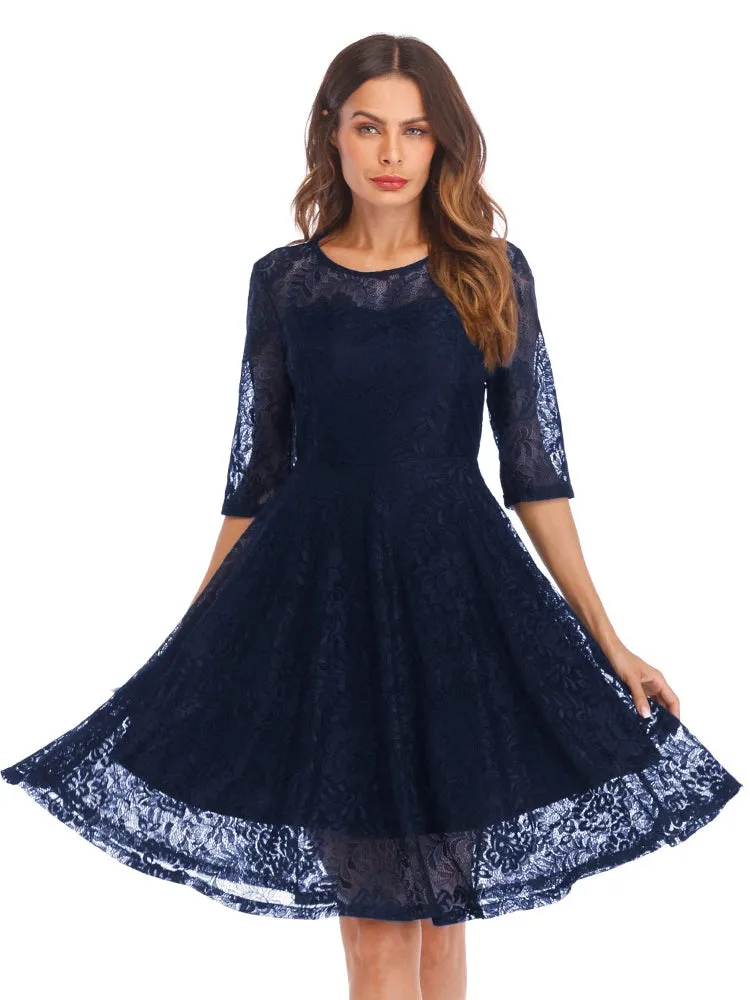 TastyHottie - Black Scallop Trim Lace Overlay Dress