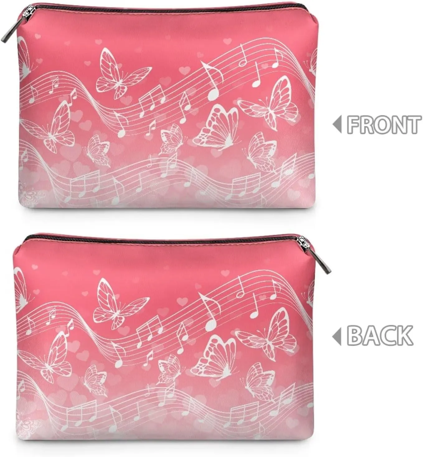 TODIYADDU Butterfly with Music Notes Clutches for Women Evening Womens Travel Toiletry Bag Makeup Organizer Bag Travel Handbag Storage Organizer Small Cosmetic Bag for Purse Portable Skin Care Bag