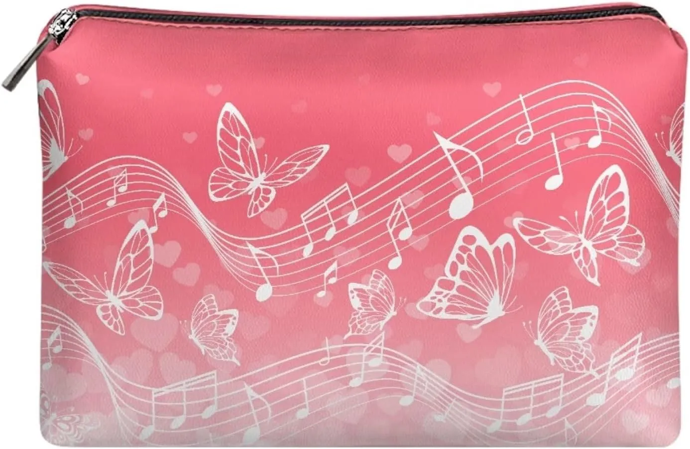 TODIYADDU Butterfly with Music Notes Clutches for Women Evening Womens Travel Toiletry Bag Makeup Organizer Bag Travel Handbag Storage Organizer Small Cosmetic Bag for Purse Portable Skin Care Bag