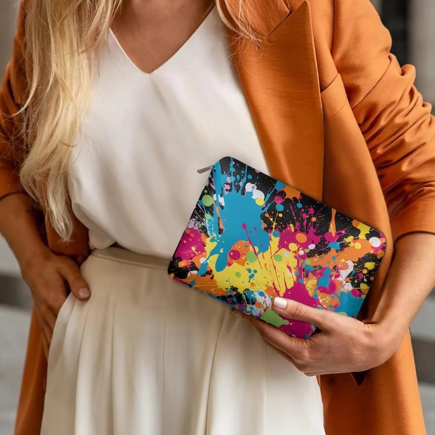 TODIYADDU Women Clutch Purse Evening Small Makeup Organizer Bag Travel Leather Toiletry Bag Clutches for Wedding and Party