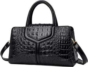 Top Handle Handbags Women Purse Crocodile Pattern Faux Leather Tote Bags Satchel Bags Zipper&Flap Handbag Shoulder Bag