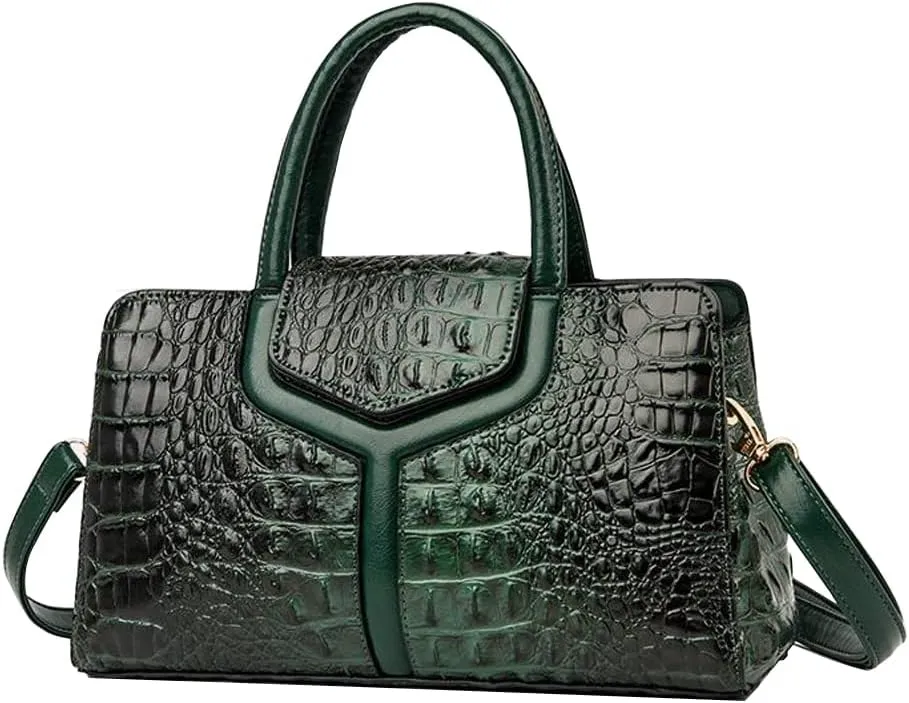 Top Handle Handbags Women Purse Crocodile Pattern Faux Leather Tote Bags Satchel Bags Zipper&Flap Handbag Shoulder Bag