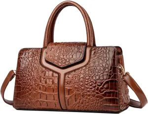 Top Handle Handbags Women Purse Crocodile Pattern Faux Leather Tote Bags Satchel Bags Zipper&Flap Handbag Shoulder Bag