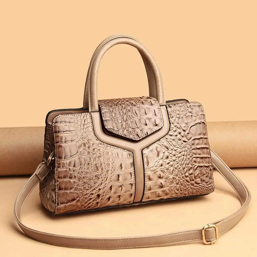 Top Handle Handbags Women Purse Crocodile Pattern Faux Leather Tote Bags Satchel Bags Zipper&Flap Handbag Shoulder Bag