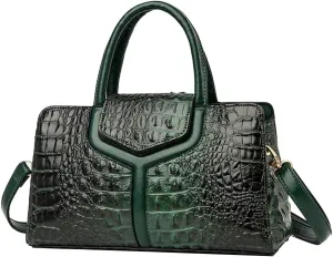 Top Handle Handbags Women Purse Crocodile Pattern Faux Leather Tote Bags Satchel Bags Zipper&Flap Handbag Shoulder Bag