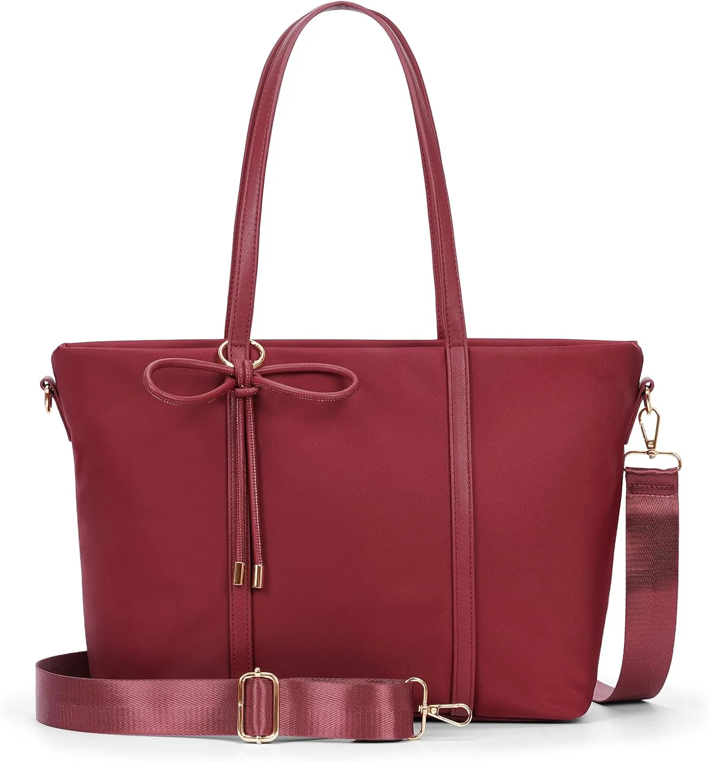 Tote Bag for Women Nylon Crossbody Bags Medium Aesthetic Shoulder Handbags with Bow for Travel Work College with Zip