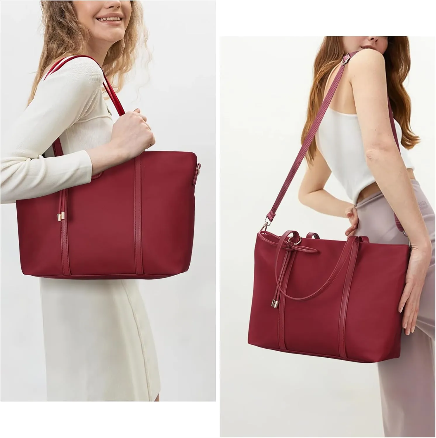 Tote Bag for Women Nylon Crossbody Bags Medium Aesthetic Shoulder Handbags with Bow for Travel Work College with Zip