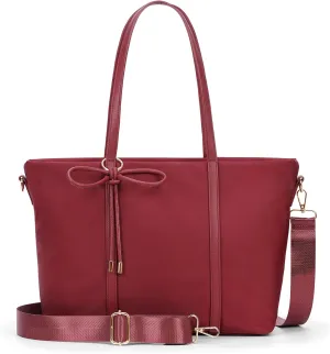 Tote Bag for Women Nylon Crossbody Bags Medium Aesthetic Shoulder Handbags with Bow for Travel Work College with Zip