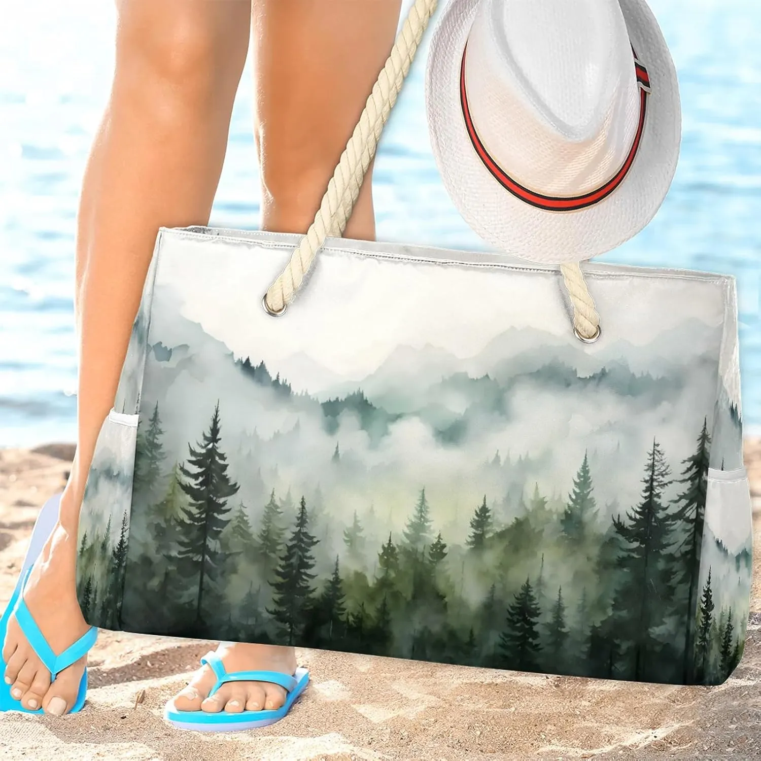 Tote Beach Bags for Women with Zipper Large Waterproof Sandproof Swim Pool Gym Travel Bag