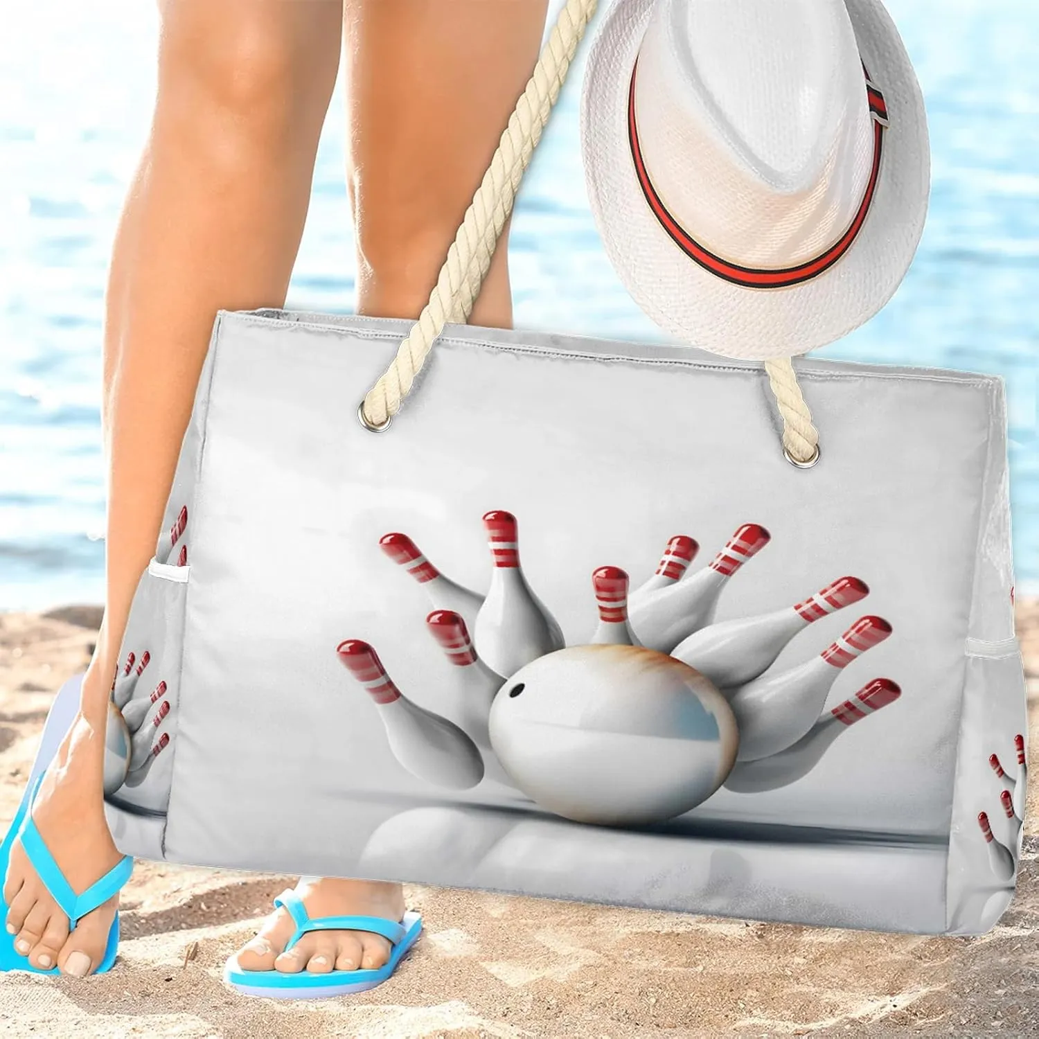 Tote Beach Bags for Women with Zipper Large Waterproof Sandproof Swim Pool Gym Travel Bag