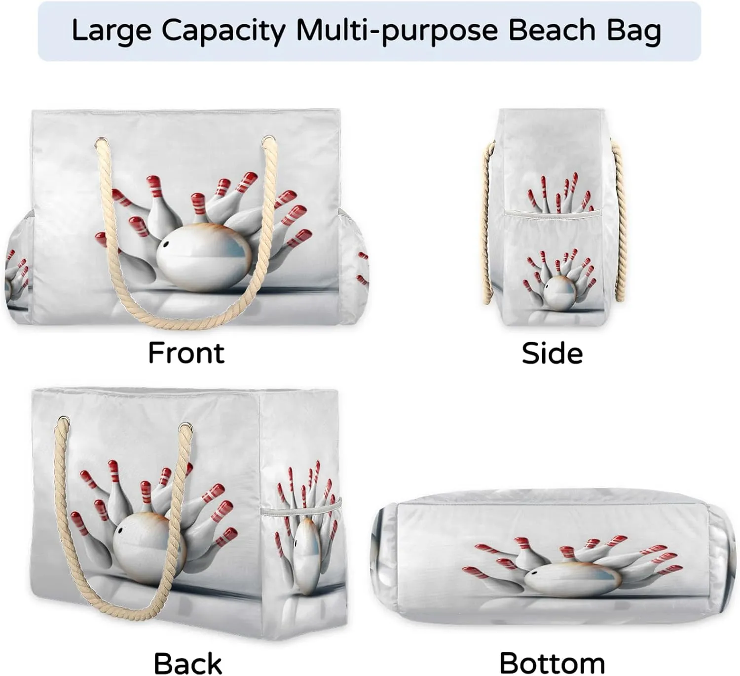 Tote Beach Bags for Women with Zipper Large Waterproof Sandproof Swim Pool Gym Travel Bag