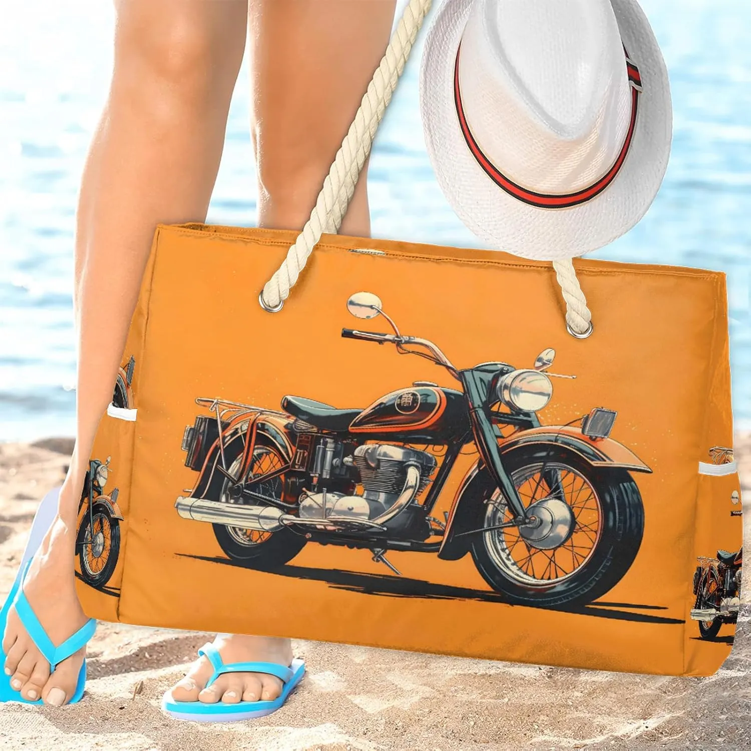 Tote Beach Bags for Women with Zipper Large Waterproof Sandproof Swim Pool Gym Travel Bag